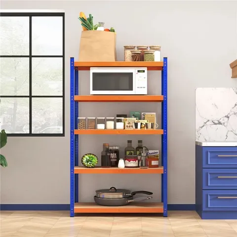 BOXED YAHEETECH 180CM 4 SHELF SHELVING UNIT - BLUE (1 BOX)