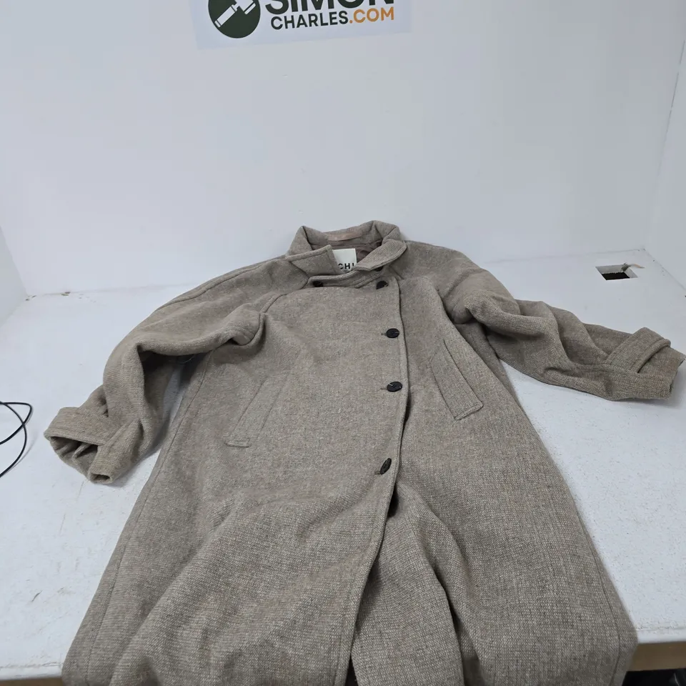 ICHI WOMEN'S COAT – LIGHT GREY WOOL-BLEND, UK 10 (FR 38)