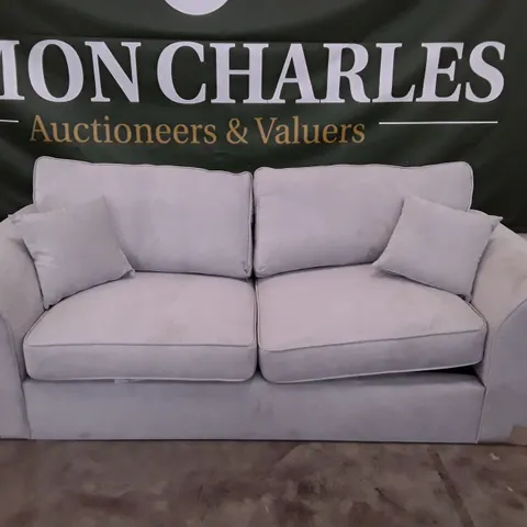 QUALITY DESIGNER 3 SEATER SOFA - LIGHT GREY FABRIC