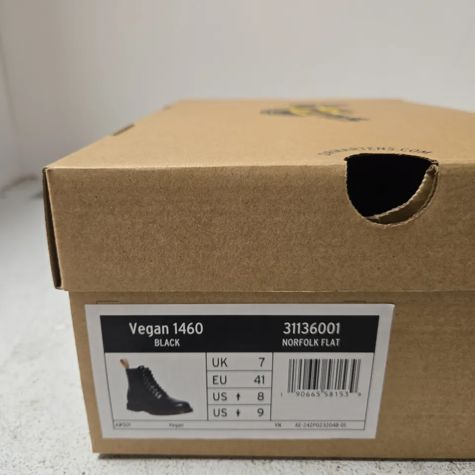 DR. MARTENS VEGAN 1460 BOOTS, BLACK – UK 7 (EU 41) BOXED