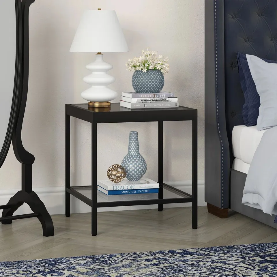 BOXED SERAL SIDE TABLE - BLACK