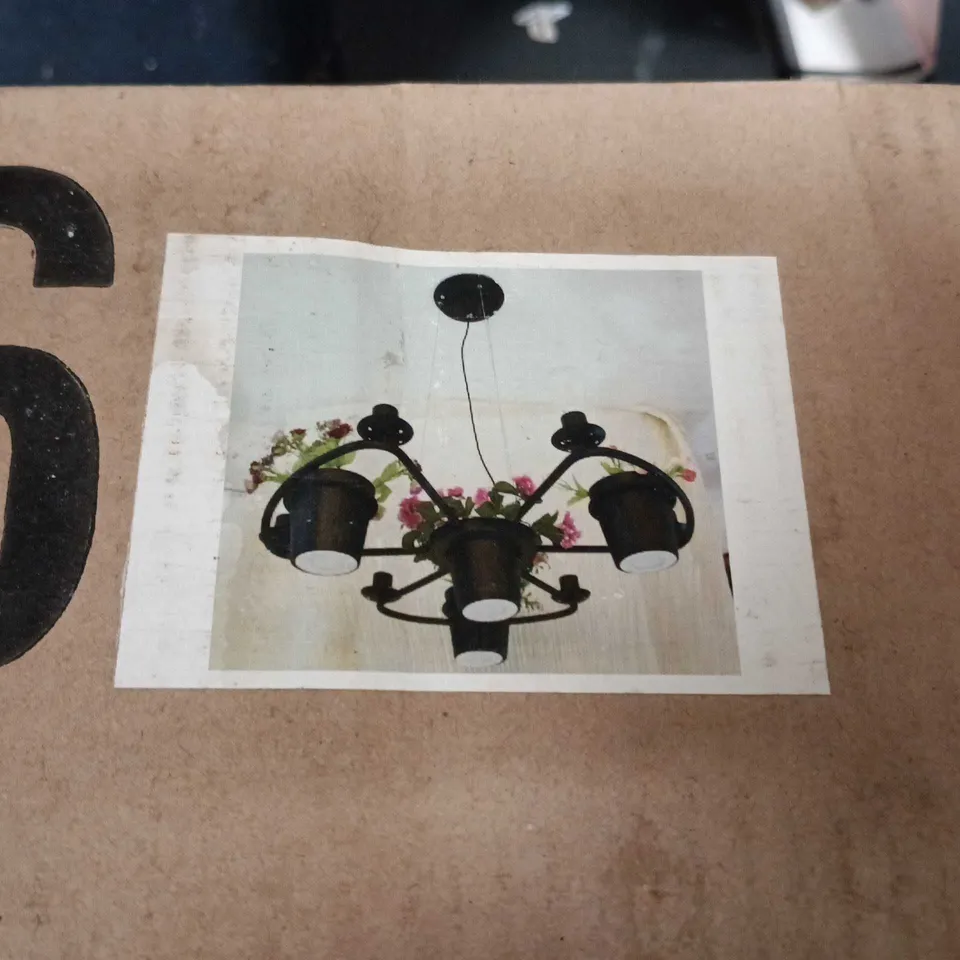 CEILING CHANDELIER LIGHT FITTING – BLACK METAL FRAME