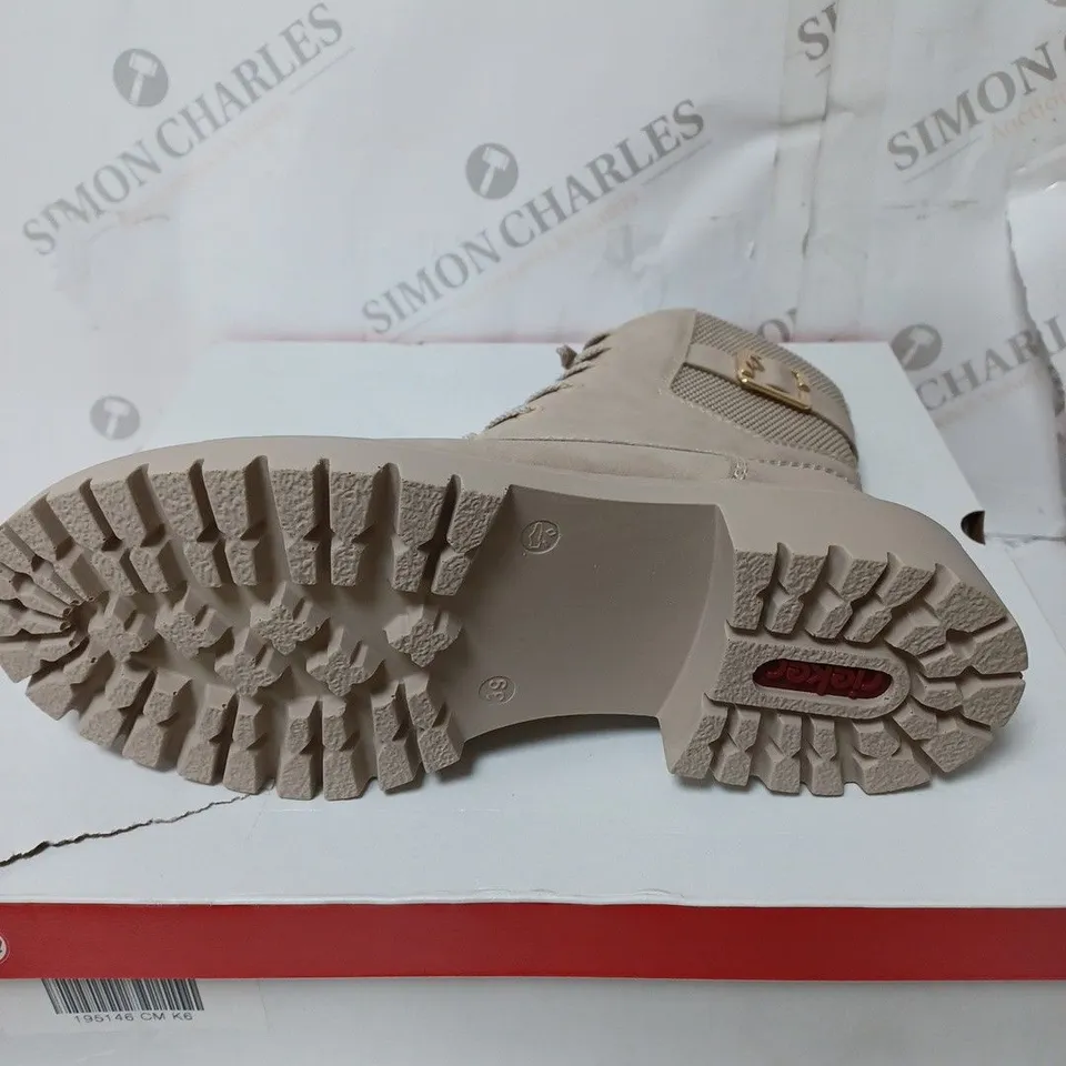 BOXED RIEKER LACE BOOTS, CREAM - SIZE 6
