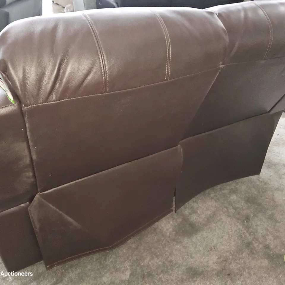 DESIGNER TWO SEATER MANUAL RECLINING SOFA BROWN FAUX LEATHER