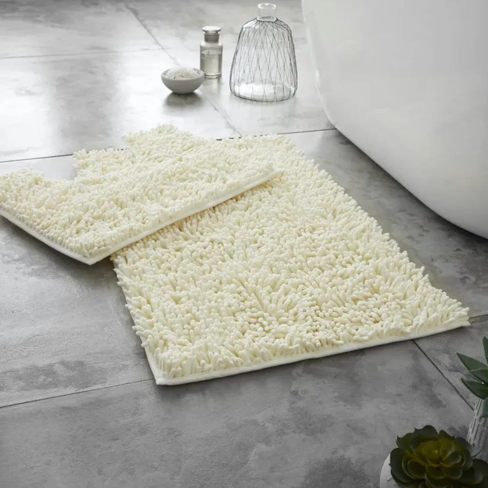 TWO PIECE SET U-SHAPED BATH MAT - BEIGE