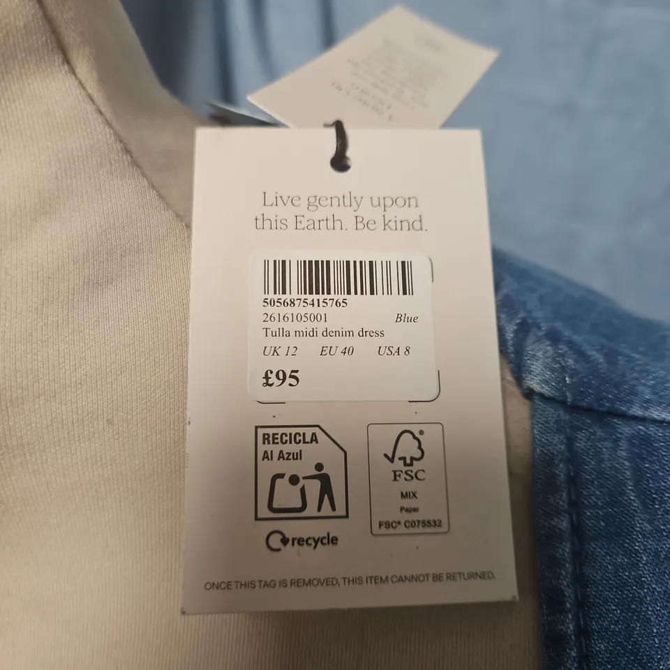NOBODYS CHILD TULLA MIDI DENIM DRESS IN BLUE - UK 12