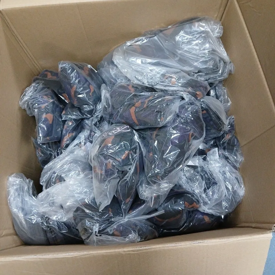 BOX OF APPROXIMATELY 35 ASSORTED CLOTHING ITEMS INCLUDING MIRACLE SUIT SHAPING WEAR SIZE LARGE AND KIM AND CO PURPLE WRAP DRESS SIZE SMALL