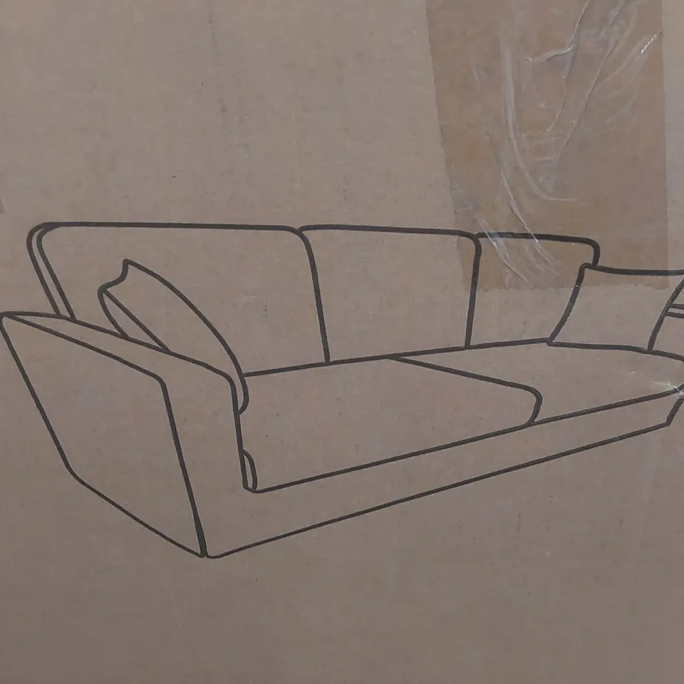 BOXED DESIGNER UPHOLSTERED SOFA - BEIGE