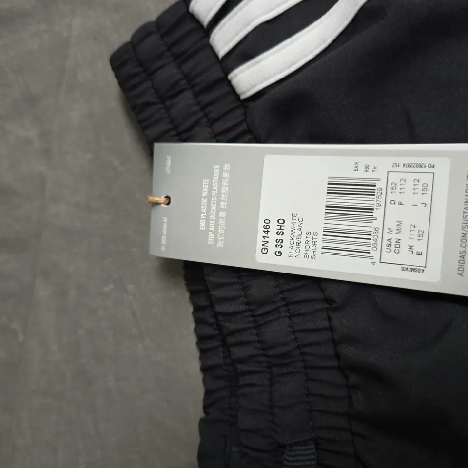 ADIDAS SHORTS – BLACK WITH WHITE SIDE STRIPES