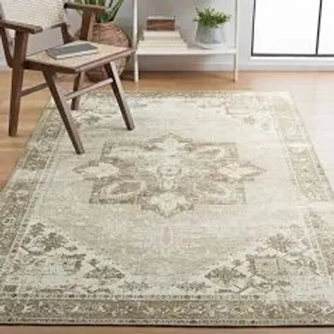 Tuscon gilded machine washable area rug in sage and ivory approximately 152x244cm