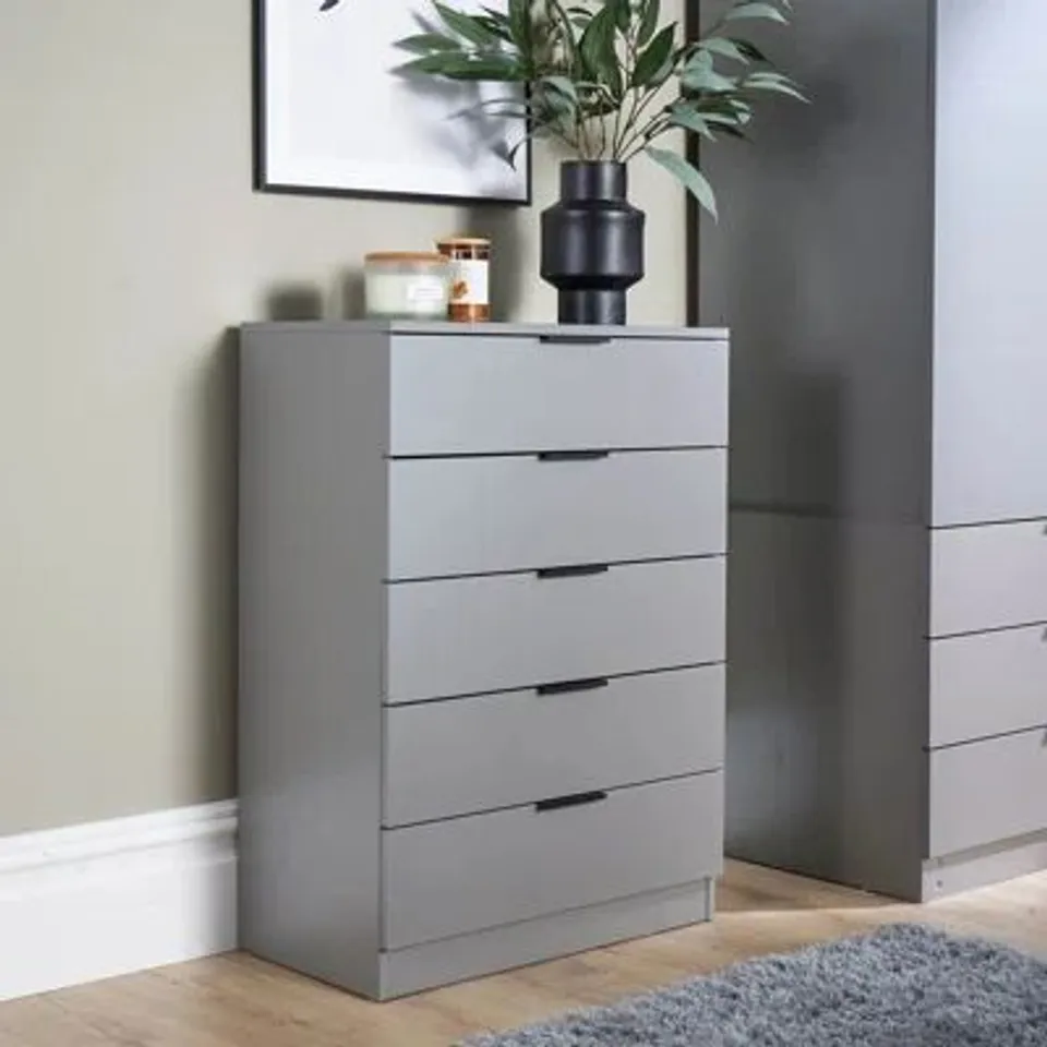 BOXED PHOENIX 5 DRAWER CHEST BEDROOM STORAGE UNIT