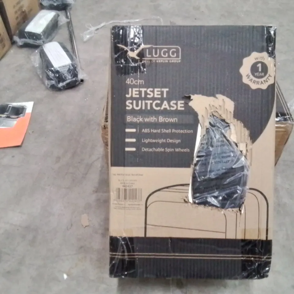 BOXED LUGG - 40CM JETSET SUITCASE BLACK & BROWN