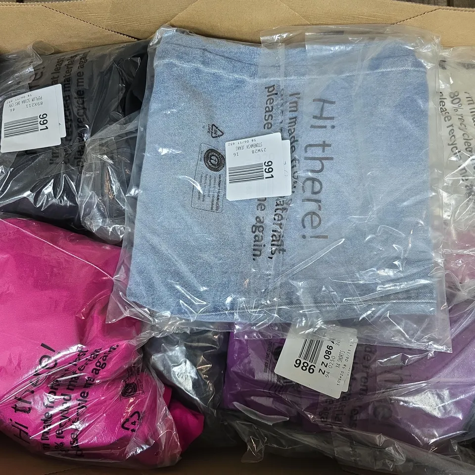 APPROXIMATELY 23 ASSORTED CLOTHING ITEMS IN VARIOUS SIZES, STYLES & SIZES TO INCLUDE BLACK TIGHTS , MIDI DRESS , WIDE LEG TROUSERS , ETC - COLLECTION ONLY 