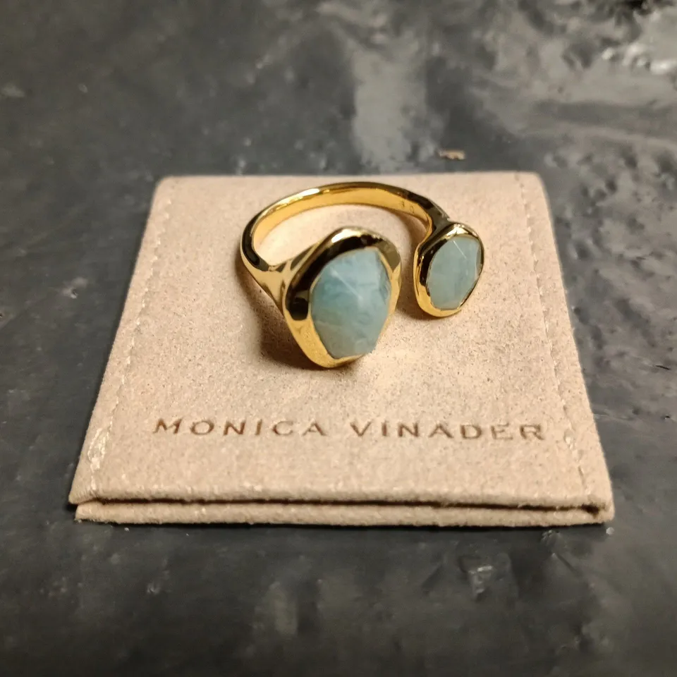 MONICA VINADER GOLD TONE RING – BLUE CABOCHON