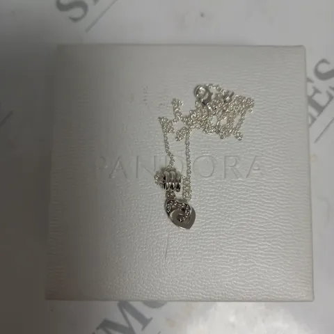 BOXED PANDORA TWIN HEART SILVER CHAIN NECKLACE