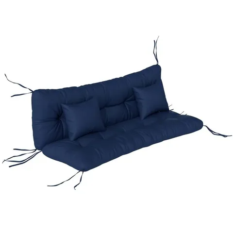 BOXED OUTSUNNY OUTDOOR SEAT CUSHIONS BACK CUSHION WITH 2 PILLOWS, WATER REPELLENT SEAT PADS FOR 3-SEATER CHAIR, DARK BLUE