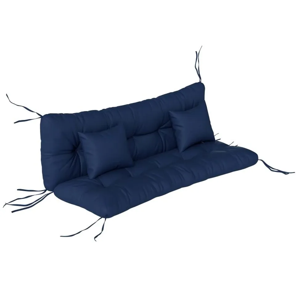 BOXED OUTSUNNY OUTDOOR SEAT CUSHIONS BACK CUSHION WITH 2 PILLOWS, WATER REPELLENT SEAT PADS FOR 3-SEATER CHAIR, DARK BLUE