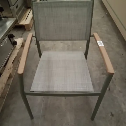 GOODHOME INDOOR GREY CHAIR WITH WOODEN ARMREST