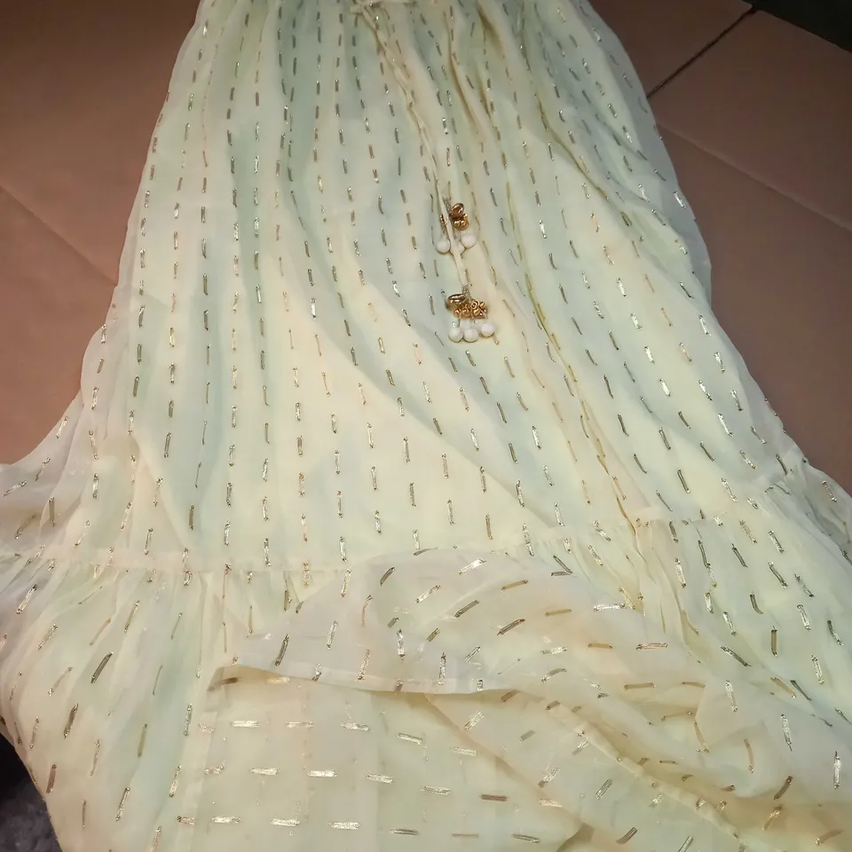 RIVER ISLAND YELLOW/GOLD DETAILED FLOWING MAXI DRESS - SIZE 12