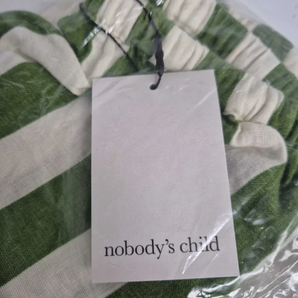 UK6 NOBODY'S CHILD PETITE REESE TROUSER – GREEN & WHITE STRIPE (EU34 / USA2)