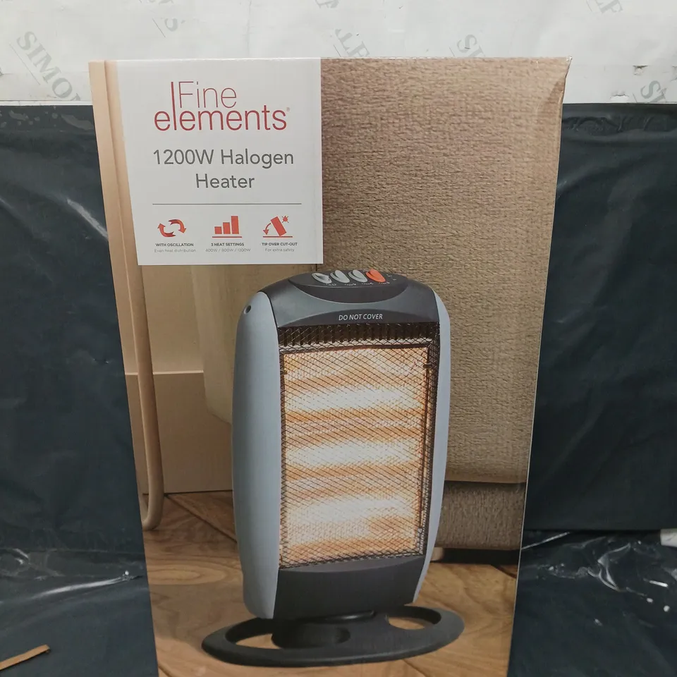 BOXED SEALED FINE ELEMENTS 1200W HALOGEN HEATER 