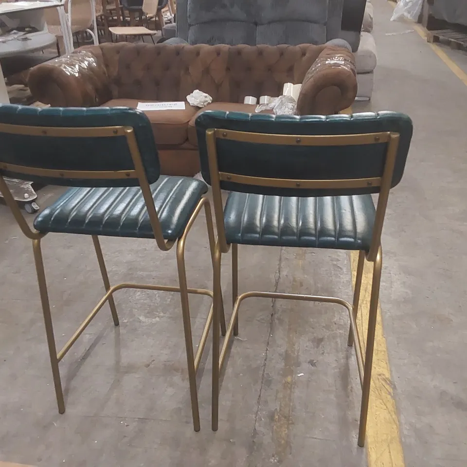 SET OF 2x DINER LEATHER BAR STOOLS