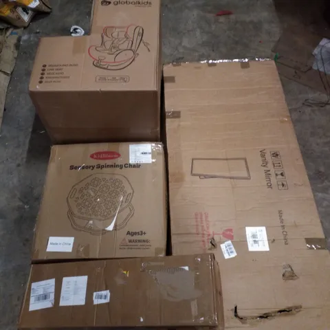 PALLET CONTAINING ASSORTED PRODUCTS INCLUDING CAR SEAT, SENSORY SPINNING CHAIR, CLOTHES AIRER & VANITY MIRROR