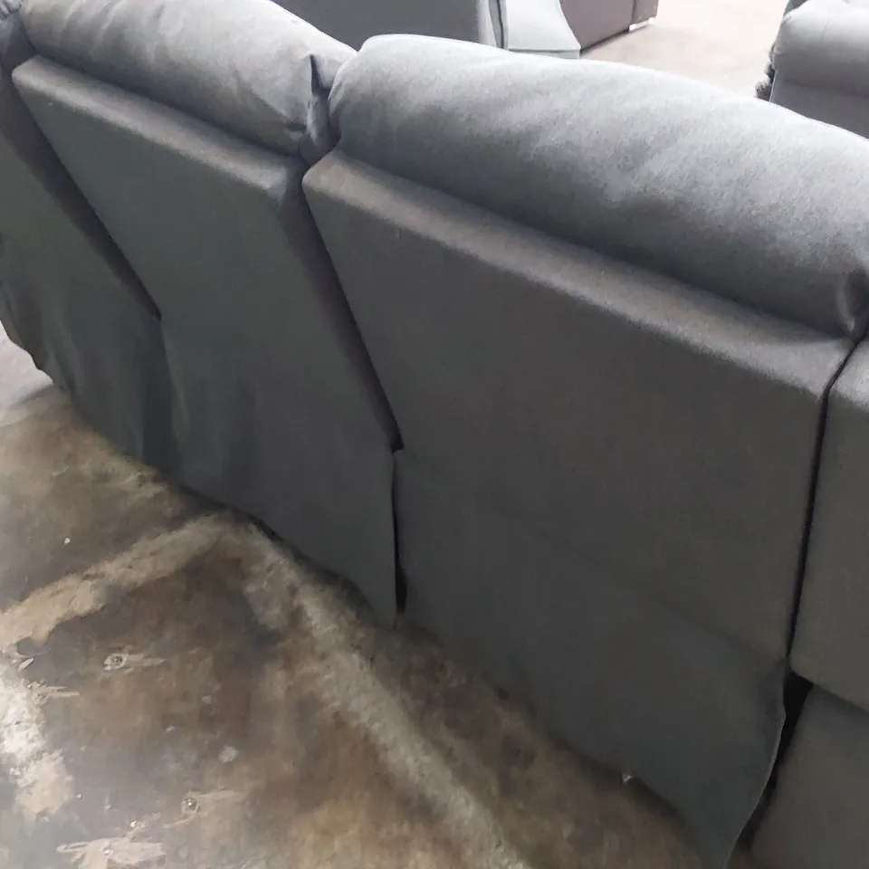 DESIGNER MANUAL RECLINING THREE SEATER SOFA GREY FABRIC