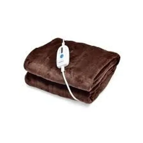 BOXED COSTWAY 130 X 180cm ELECTRIC HEATED BLANKET WITH 4 HEATING LEVELS - COFFEE