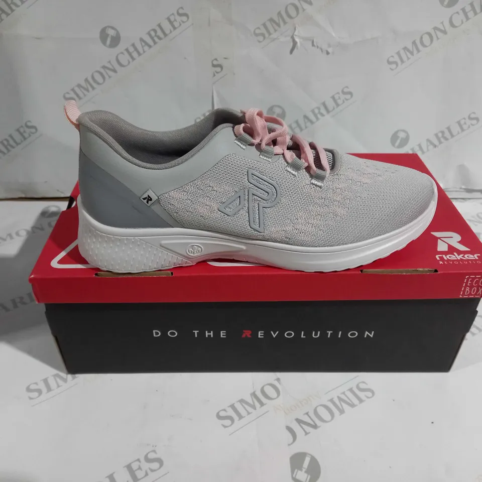 BOXED PAIR OF RIEKER REVOLUTION SOFT SHOES GREY UK SIZE 6