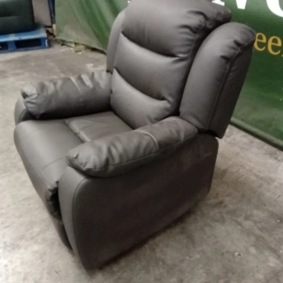 ROTHBURY LUXURY FAUX LEATHER HIGH BACK MANUAL RECLINER ARMCHAIR - CHARCOAL 