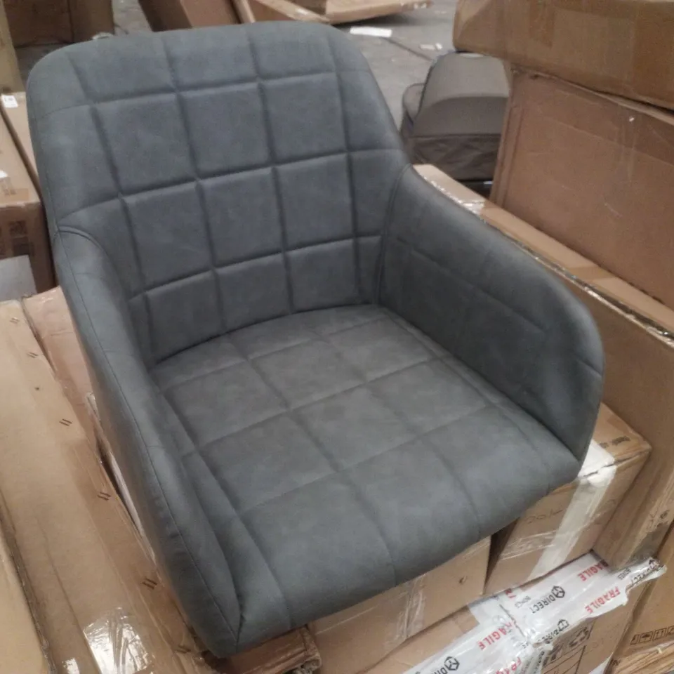 BOXED BLOOR SET OF TWO GREY FAUX LEATHER DINING CHAIRS