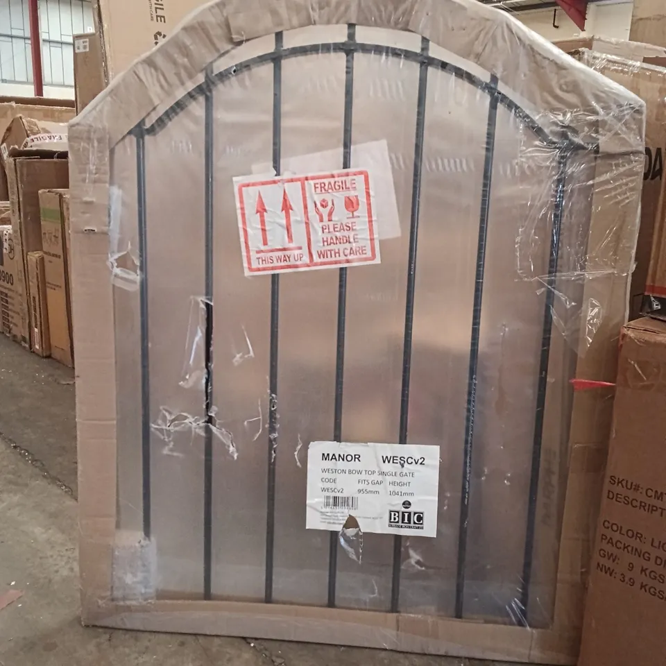 BAGGED BURBAGE IRON CRAFT WESTON BOW TOP SINGLE GATE - BLACK (1 PART)