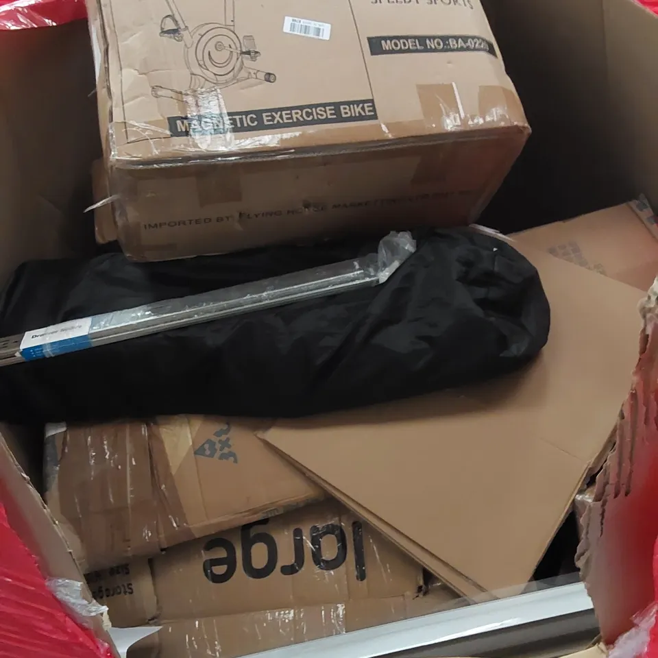 PALLET CONTAINING ASSORTED HOUSEHOLD PRODUCTS INCLUDING SHOWER PARTS, MIRROR, SNOWBALL MAKERS, MATTRESS TOPPER, BOX FURNITURE ETC