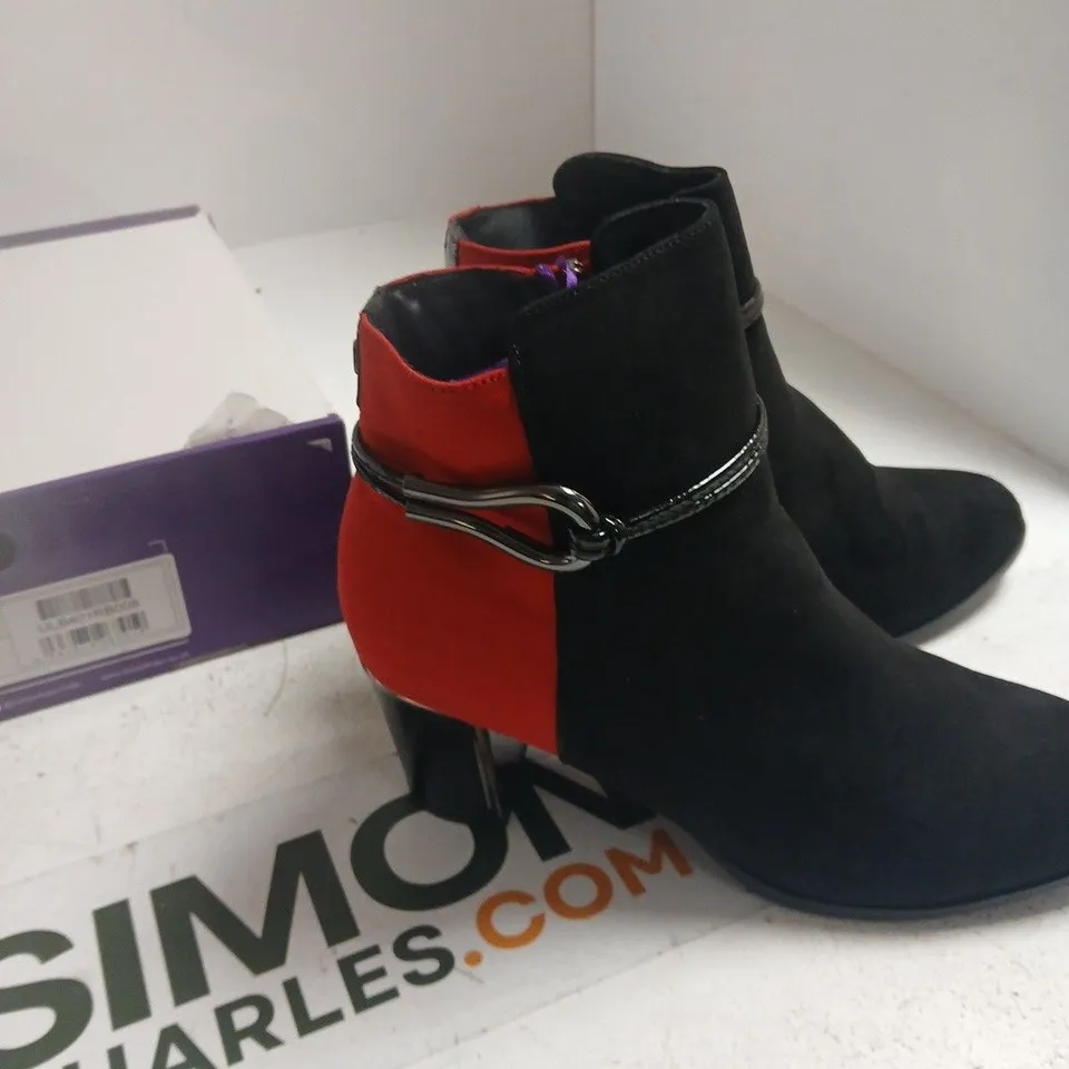 LOTUS EBONY ULB401 WOMEN'S ANKLE BOOTS - RED/BLACK UK 8