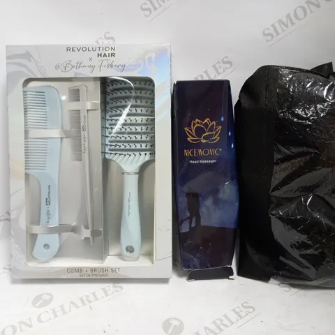 LOT OF APPROXIMATELY 8 ASSORTED HEALTH & BEAUTY ITEMS, TO INCLUDE HEAD MASSAGER, WIGS, BRUSH SET, ETC