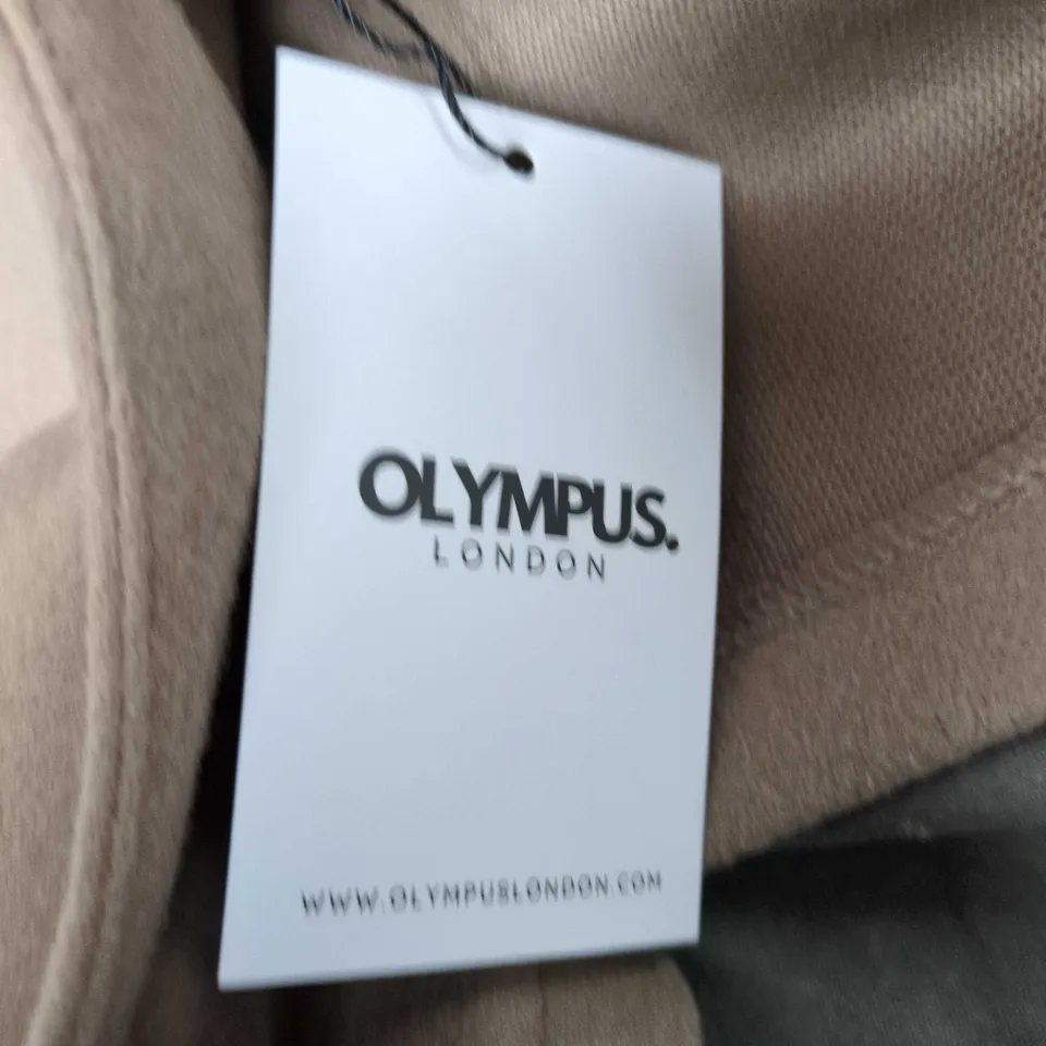 OLYMPUS LONDON BEIGE COAT WITH KNIT SLEEVES – DOUBLE-BREASTED, GOLD BUTTONS 