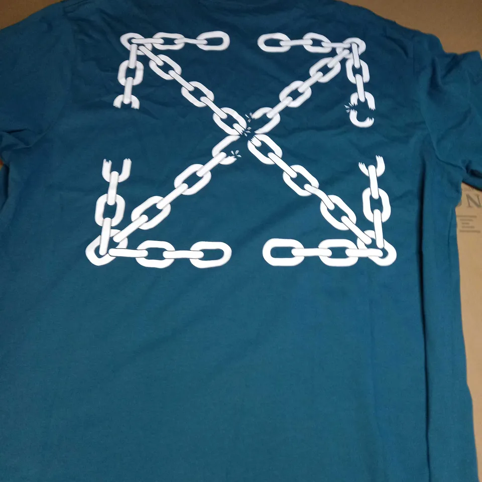 OFF WHITE PRINTED T-SHIRT IN OI GREEN - LARGE