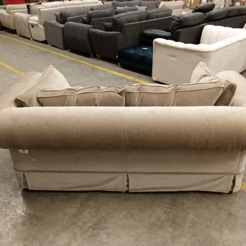 DESIGNER LARGE 2 SEATER SOFA IN CHAMPAGNE FABRIC