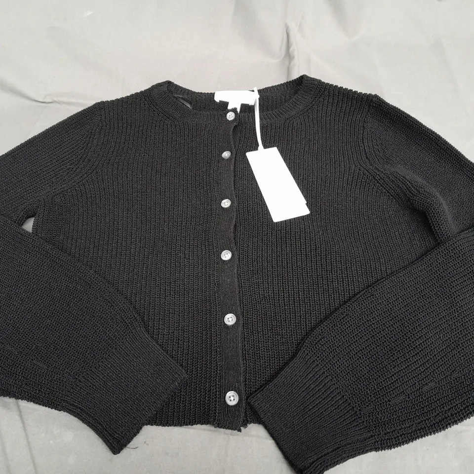 WHITE LABEL COTTON RICH RIBBED CARDIGAN - SIZE 10