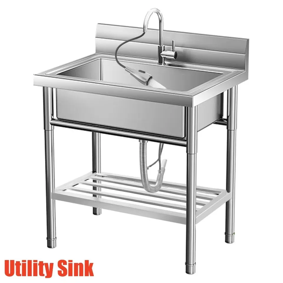 BOXED 46CM L × 35.6CM W FREESTANDING LAUNDRY SINK AND FAUCET 