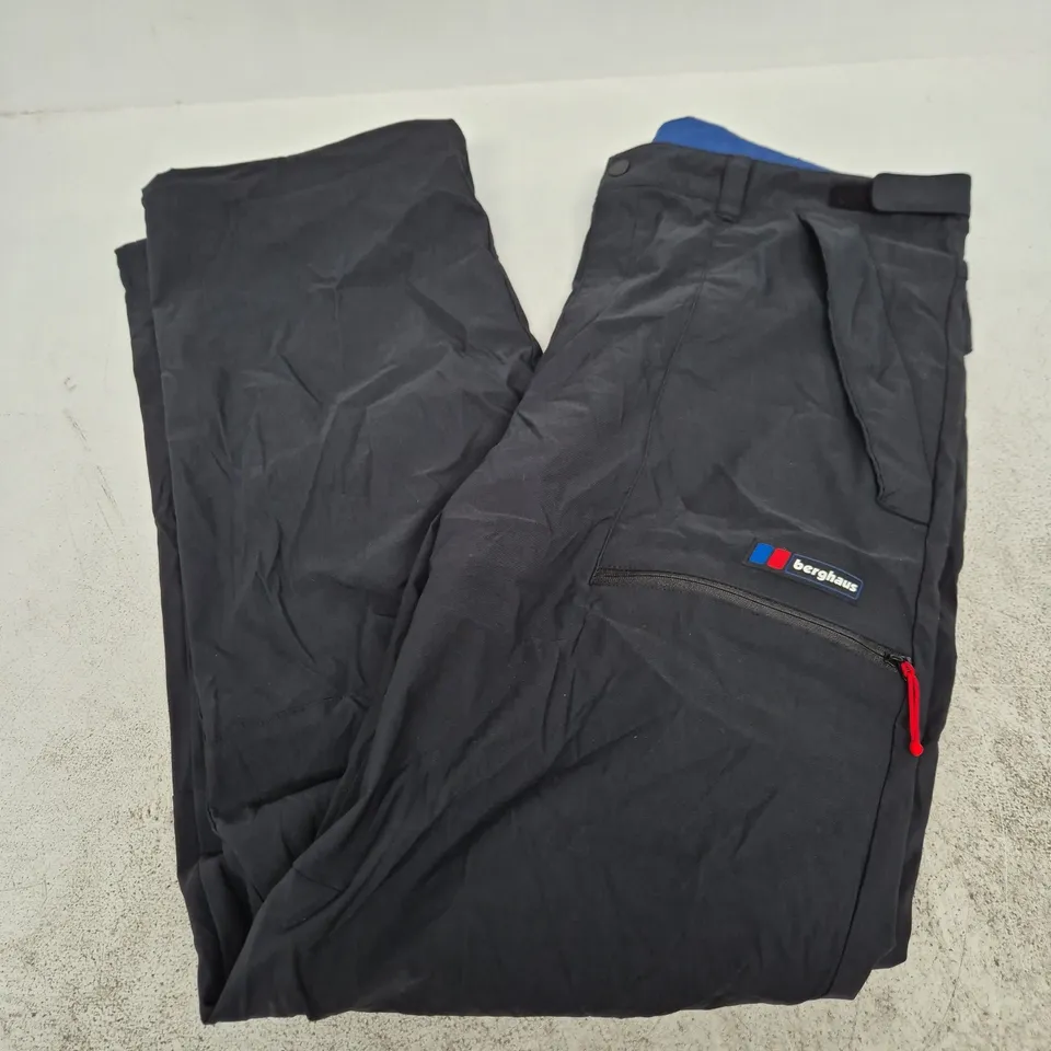 BERGHAUS MEN'S OUTDOOR TROUSERS – UK XL (LEG 34) BLACK WITH BLUE WAISTBAND