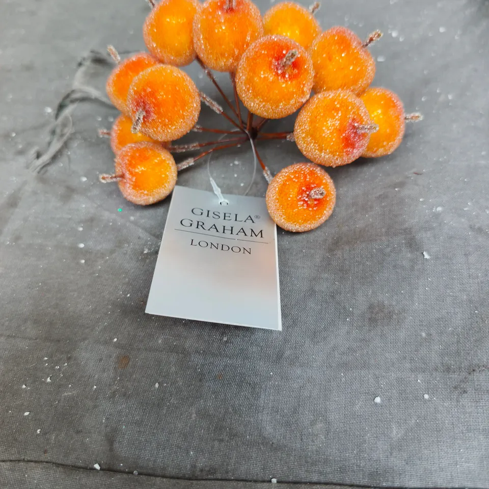 APPROXIMATELY 22 GISELA GRAHAM ORANGE FROSTED BERRY DECORATIONS