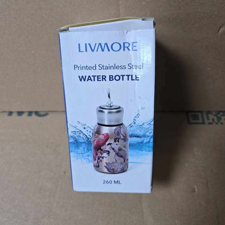 LIVMORE PRINTED STAINLESS STEEL WATER BOTTLE, FLORAL DESIGN, 260 ML