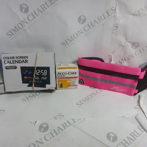 BOX OF 20 ASSORTED ITEMS TO INCLUDE - COLOUR SCREEN CALENDAR - TREE CANDLES - ORTITUDE SPORTS ECT