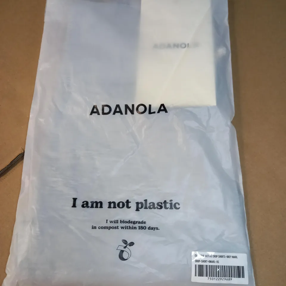 PACKAGED ADANOLA GREY MARL ACTIVE CROP SHORTS - XS