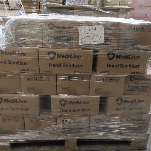 PALLET TO CONTAIN A LARGE QUANTITY OF MEDILIVE HAND SANITIZER, APPROXIMATELY 55 BOXES OF 24x 236ML BOTTLES