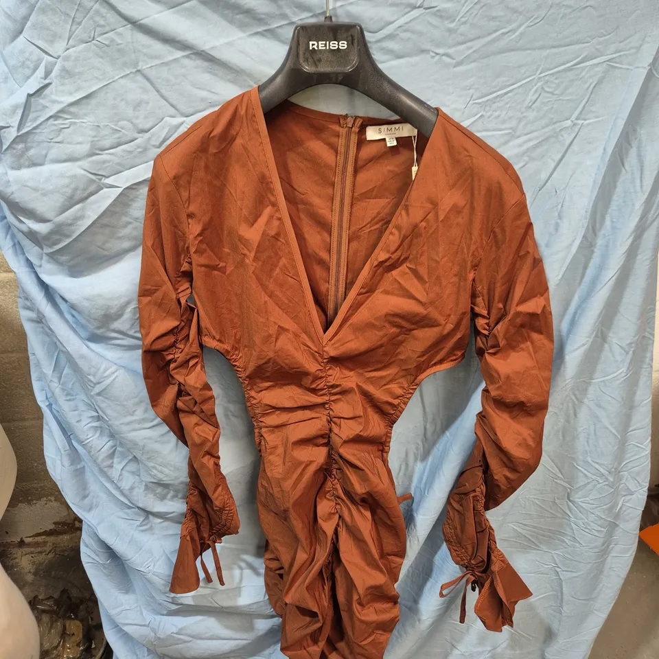 SIMMI LONDON RUST RUCHED DRESS – UK 10