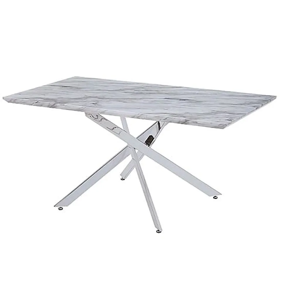 BRAND NEW BOXED DELTINO HIGH GLOSS TABLE IN MAGNESIA MARBLE EFFECT (2 BOXES)