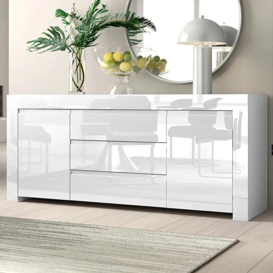 BOXED OHLSON 190CM WIDE 3 DRAWER SIDEBOARD (4 BOXES)